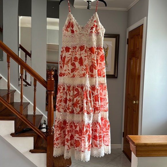 Antonio Melani Embroidered Floral Maxi Dress Sz 12 - Picture 4 of 13